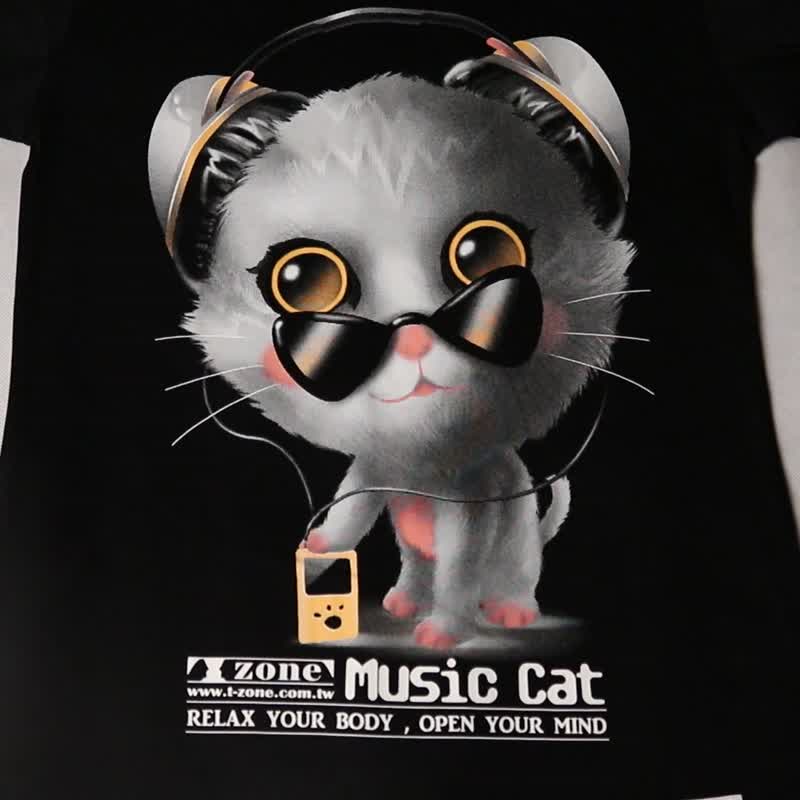 Music Cat I / 音樂貓 I - 女 T 恤 - 棉．麻 