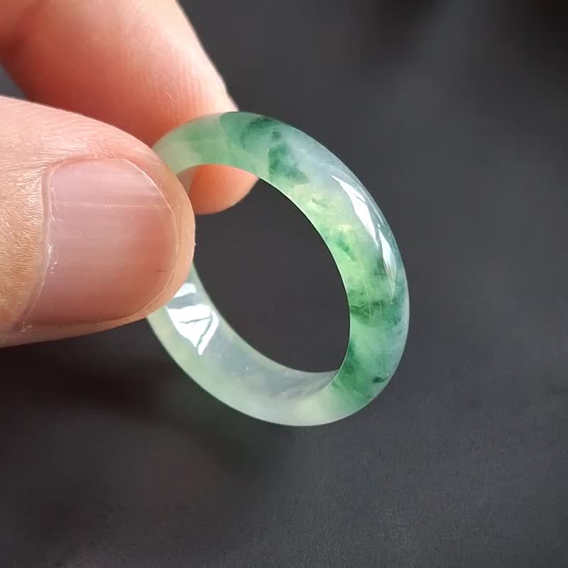 Natural Burmese Jadeite Ring | Lake Water Green patterns Ring | jade - General Rings - Jade 