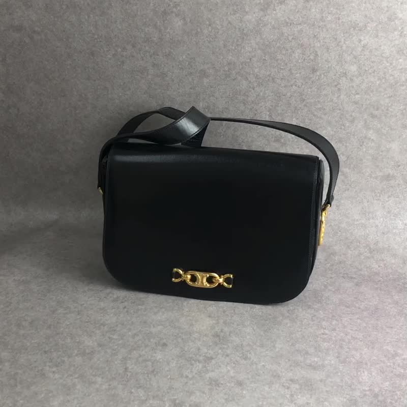 【 日本直送　名牌中古包 】CELINE セリーヌ ショルダーバッグ ブラック ブラゾン レザー vintage ヴィンテージ オールド fxkh5k - 側背包/斜背包 - 真皮 黑色