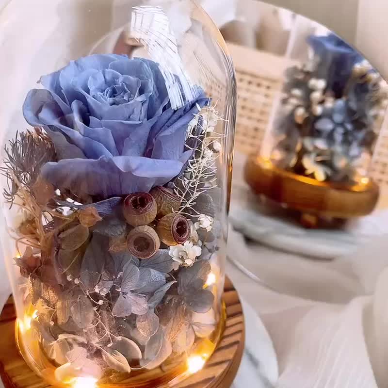 Glass Cup Cover Immortal Flower Ceremony-LED Type - ช่อดอกไม้แห้ง - พืช/ดอกไม้ สีใส