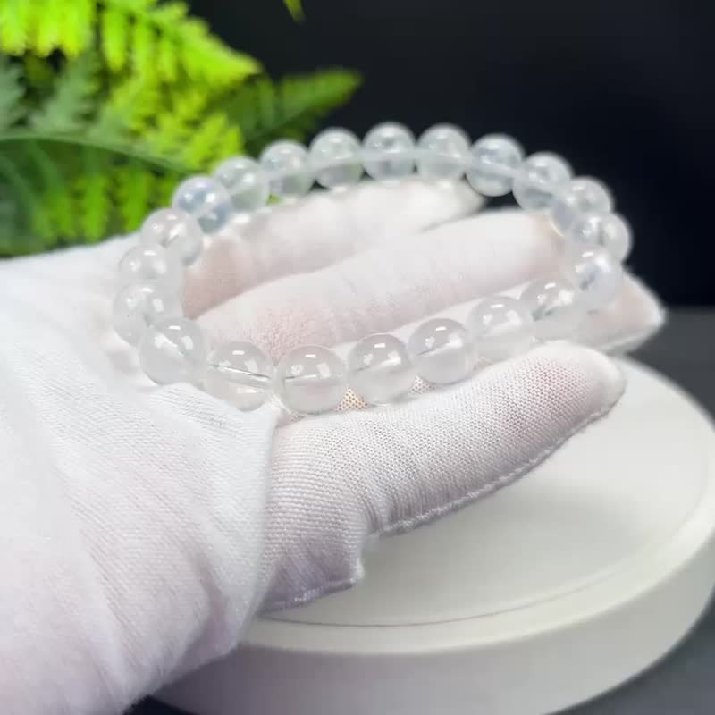 精品藍月光石手串9.5mm冰透幹凈藍光女單圈氣質魅力優雅凈化心靈 - 手鍊/手環 - 寶石 
