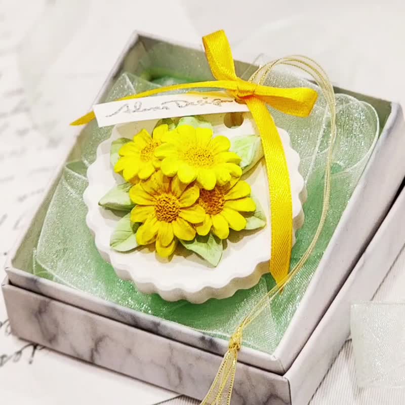 黃色雛菊 貝爾蒂斯淨化擴香石 附贈精美禮盒 - 香氛/精油/擴香 - 石頭 黃色