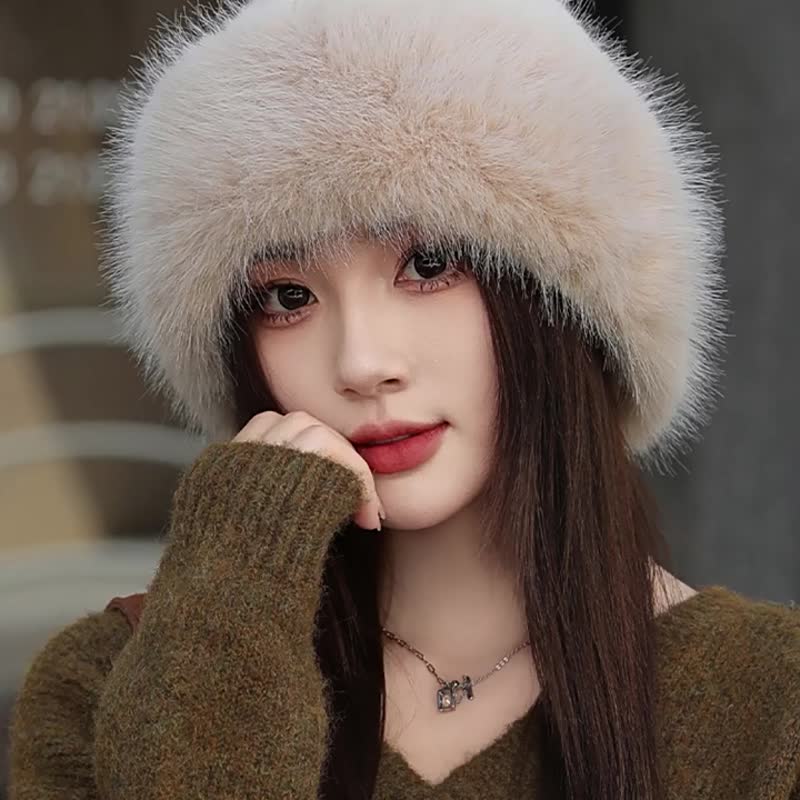 新款包頭帽子女秋冬季百搭保暖毛線 - 帽子 - 聚酯纖維 