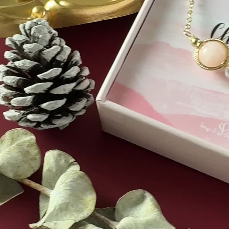 Christmas gift box | Morganite Stone crystal gold thread glass ball crystal necklace sister bestie gift - Necklaces - Jade Pink