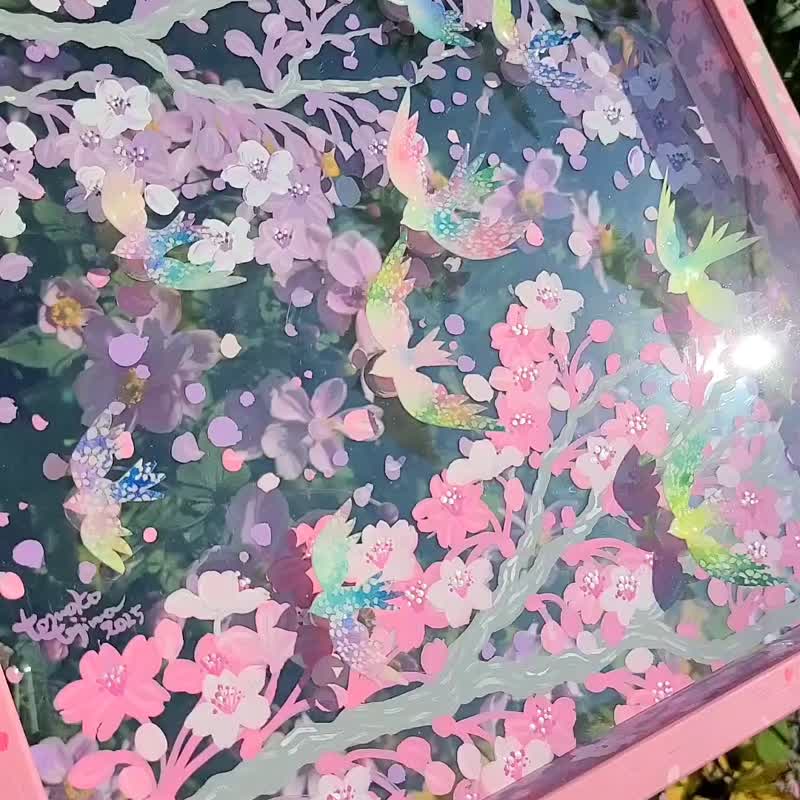 【桜散歩32cm】原画一点のみ　透明アート　影絵　インテリア　蝶々　かわいい　子供部屋 - 壁貼/牆壁裝飾 - 壓克力 灰色