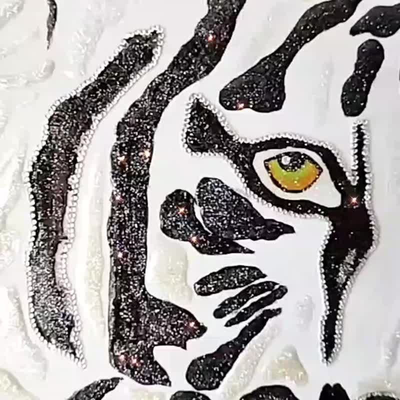 Unbelievable Tiger Acrylic Painting for Wall Decor | Shiny Animal Artwork - 壁貼/牆壁裝飾 - 壓克力 多色