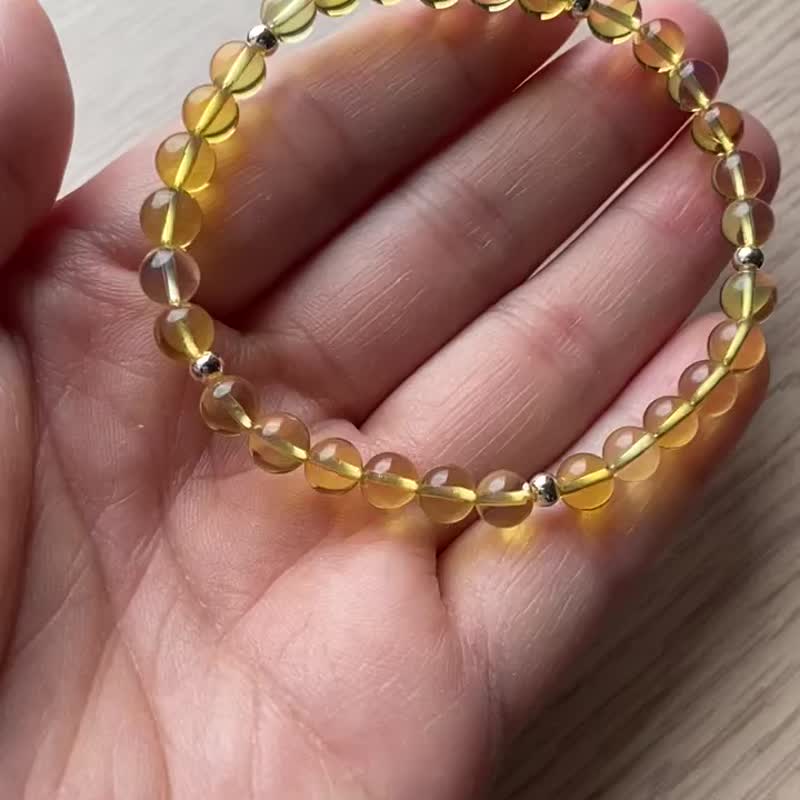 //Customization// Natural amber water purification golden amber + sterling silver beads bracelet/bracelet Amber |Christmas gift - Bracelets - Gemstone Gold