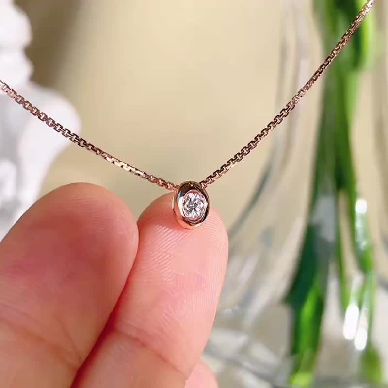 Diamond Necklaces Gold - [Spiritual Series] Oval Diamond Clavicle Chain Gold Bean Necklace Rose Gold Wedding Gift Wedding Women