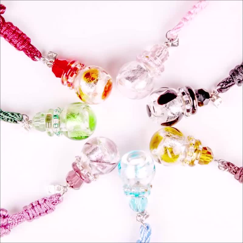 Diffuser Necklace Knotting Cord Petite Aroma Vial Art Glass Colors Option - Necklaces - Colored Glass Multicolor