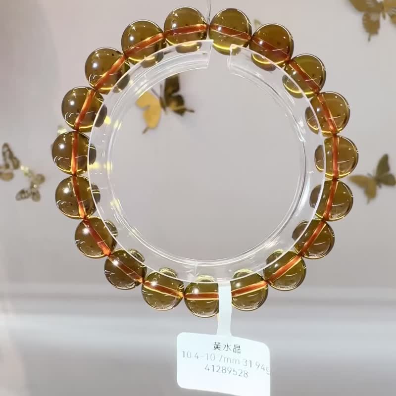 極品濃色威士忌黃水晶10.4-10.7mm31.94g招財事業財源滾滾非改色 - 手鍊/手環 - 水晶 黃色
