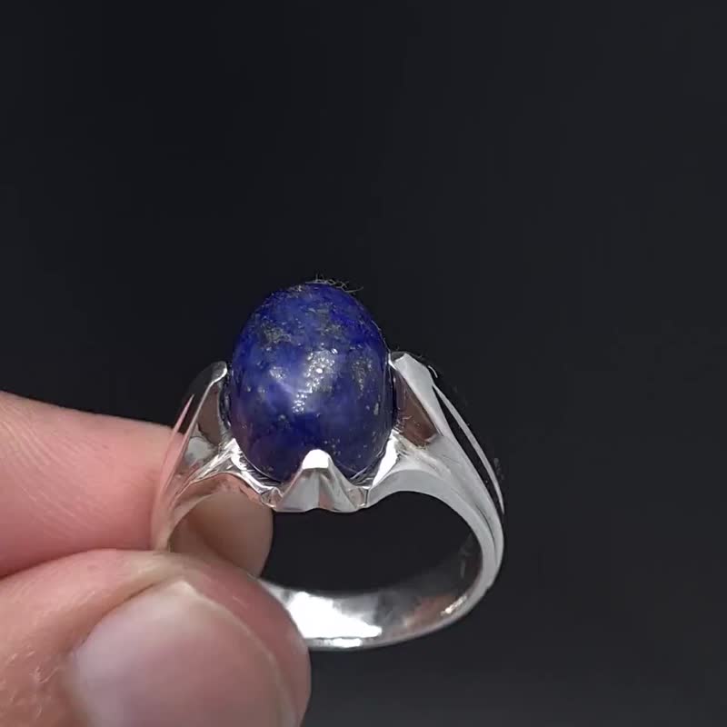 Mens Lapis Lazuli Ring Lajward Ring Sterling Silver Lapis Ring For Man Blue - 戒指 - 寶石 藍色