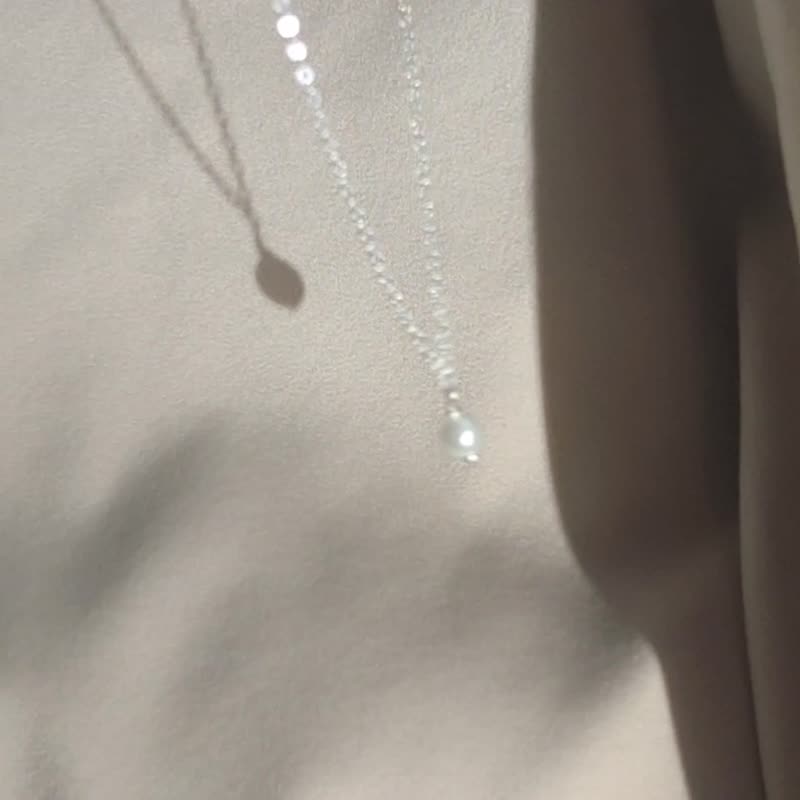 單顆珍珠項鍊 Swarovski 施華洛世奇 正圓強光 SV925/14KGF - 鎖骨鍊 - 珍珠 白色