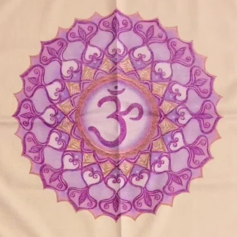 Exclusively created award-winning crown chakra energy tablecloth. Tarob. Singing bowl cloth seven chakra mandala - Items for Display - Cotton & Hemp Multicolor