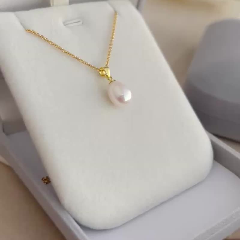 【精緻禮盒】6A超美珍珠金色細鍊 18KGF #天然珍珠 - 項鍊 - 珍珠 金色