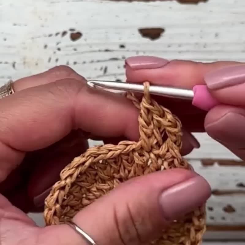 Crochet pattern raffia mash bag triangles PDF digital and video tutorial - 手工藝教學/工具書 - 其他材質 