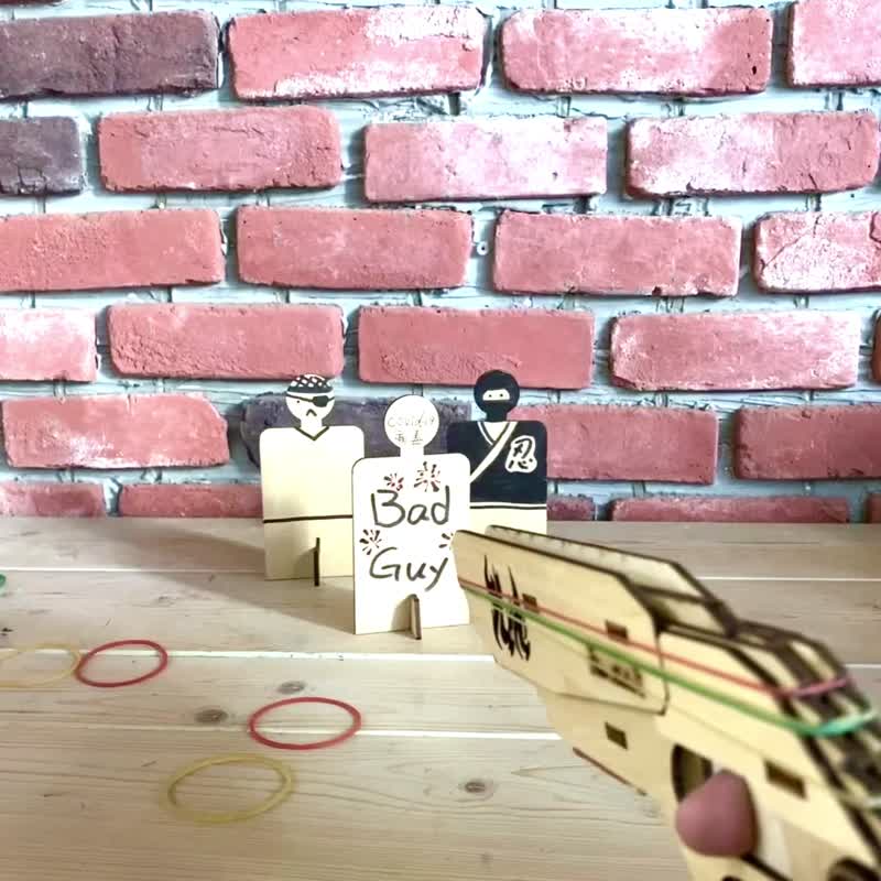 【兒童手作DIY】木橡皮筋手槍-適6歲up 附教學影片工具 客製禮物 - 木工/竹藝/紙雕 - 木頭 黑色
