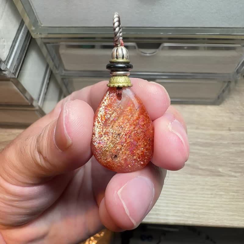 金太陽石 鍍18K 銅銀製吊墜 - 項鍊 - 半寶石 