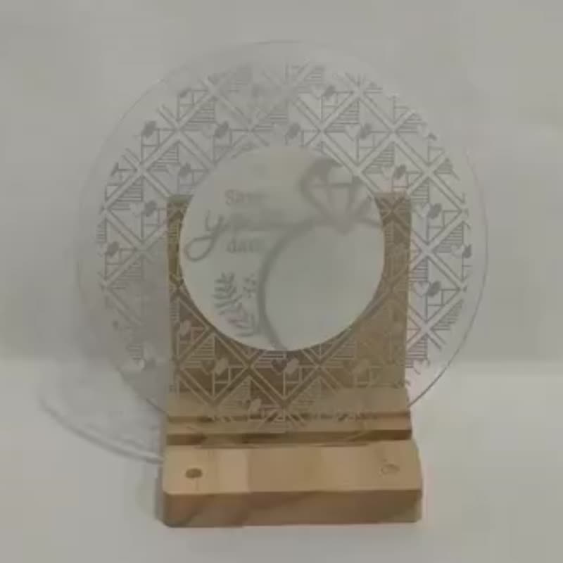 壓克力 LED 婚禮邀請卡 圓形白金Save your date戒指 含紙信封 - 卡片/明信片 - 壓克力 多色