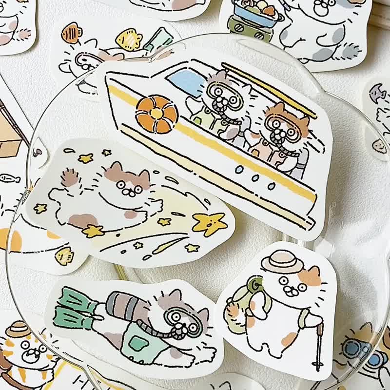 3 little cats/outdoor cats/sticker pack/handbook stickers/6 styles in total - สติกเกอร์ - กระดาษ หลากหลายสี