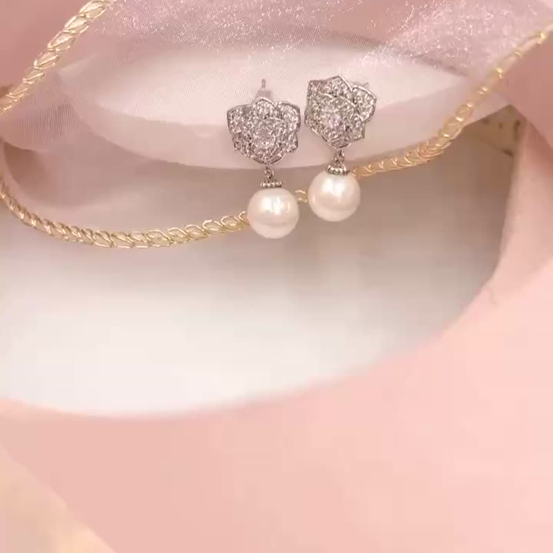 Mother's Day Gift Elegant Beauty—Three-dimensional Layered Rose Flower Pearl Earrings Elegant and Intellectual Charm - Earrings & Clip-ons - Other Materials 