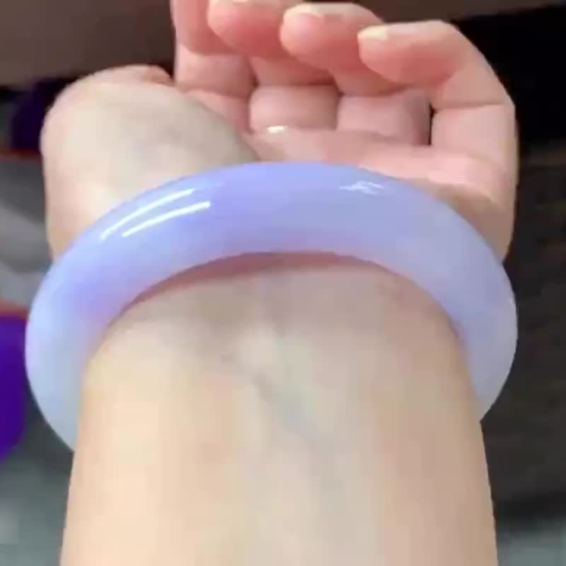 冰種翡翠天然翡翠玉鐲 A玉手鐲 玉鈪 • 冰種香芋紫翡翠福鐲 - 手鍊/手環 - 玉石 紫色