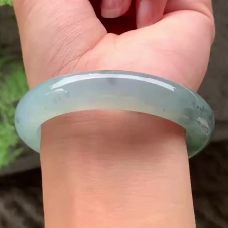 冰種 天然翡翠 緬甸 A玉 玉鐲 • 冰玻種烏雞翡翠福鐲 - 手鍊/手環 - 玉石 黑色