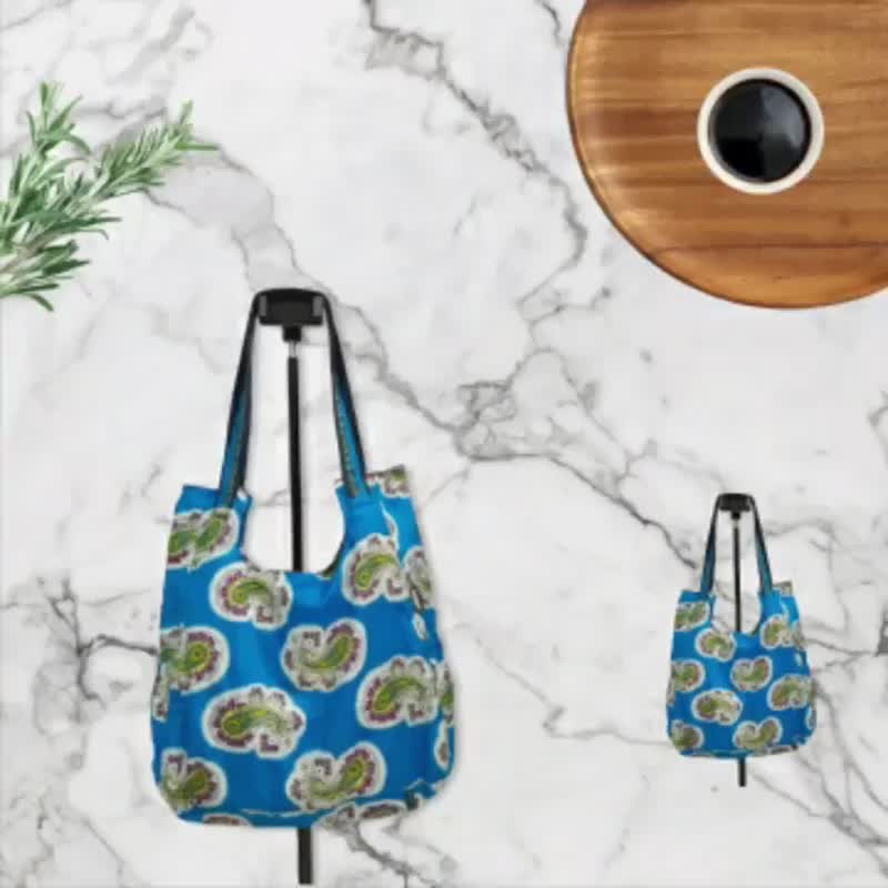 Limited Design African Print Cotton Tote Bag - 側背包/斜背包 - 棉．麻 藍色