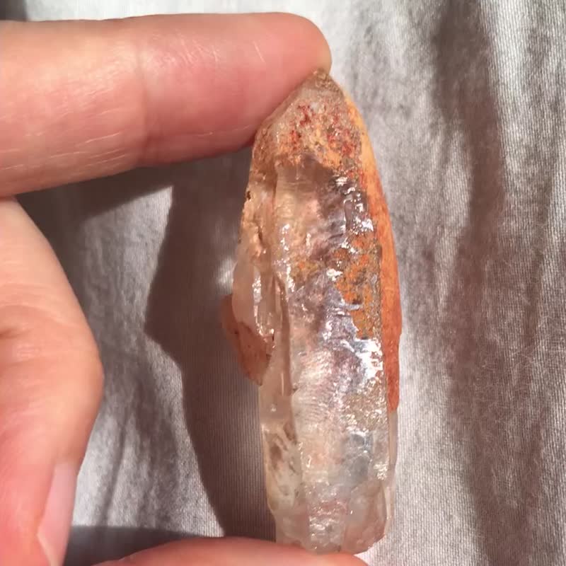 透亮 少有 橙幽靈柱彩虹 浮生 白水晶簇 水晶柱 手握 手把玩 - 擺飾/家飾品 - 水晶 白色