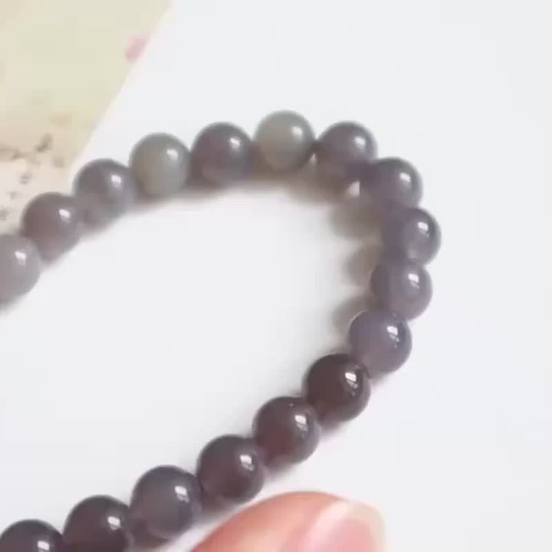 Natural Hetian Jade Gradient Smoky Purple Bracelet Smoky Purple Hetian Jade Bracelet - สร้อยข้อมือ - หยก 