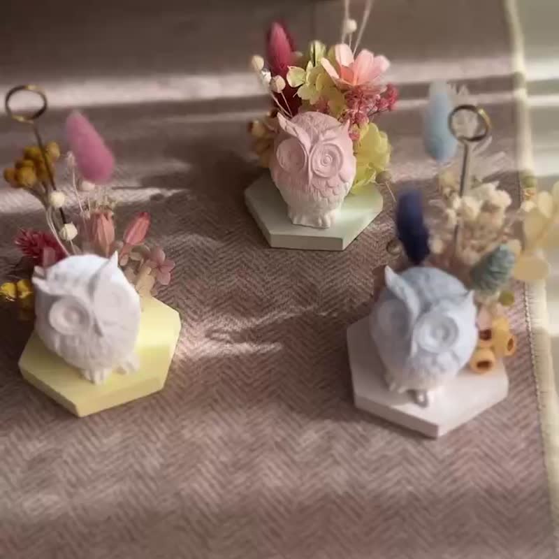 療癒小物 擴香貓頭鷹 桌上便利夾 - 香氛/精油/擴香 - 其他材質 多色