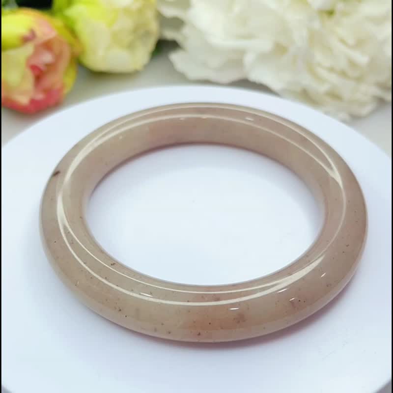 NO.95 粉香芋佘太玉手鐲 內徑 65MM 圈口 佘太翠玉 手環 圓鐲 - 手鍊/手環 - 玉石 多色