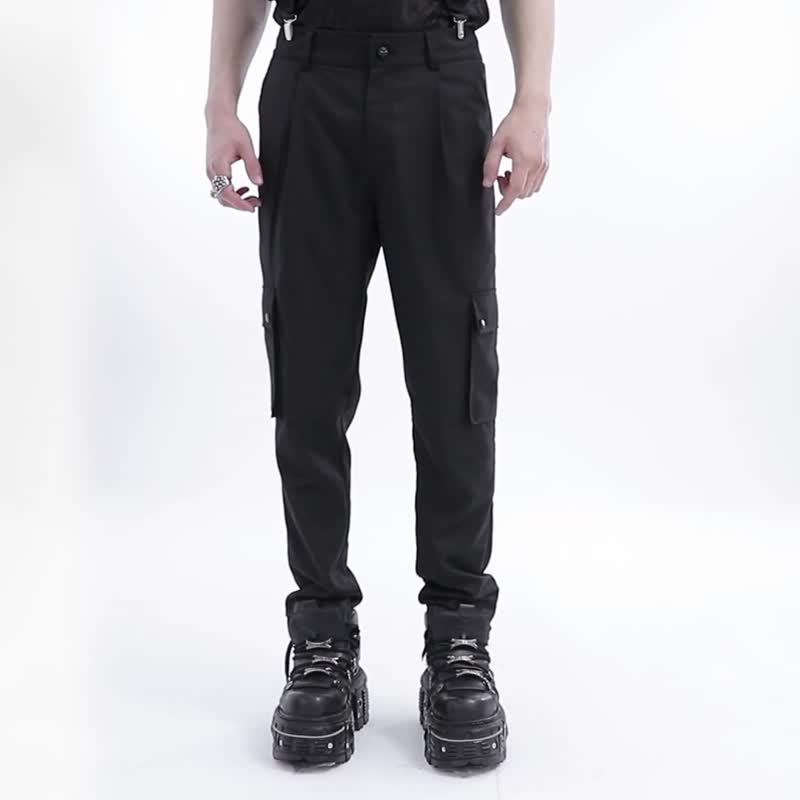 パンクウォーロックカーゴポケットスーツパンツ - パンツ メンズ - その他の素材 ブラック