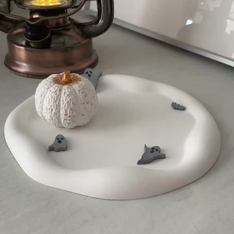 [If it is handmade] Cement diffuser Stone-golden pumpkin/accessory plate combination - น้ำหอม - ปูน ขาว