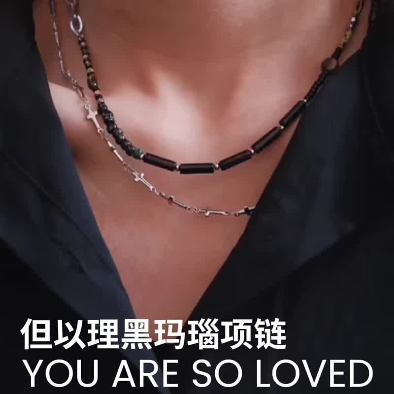 Heymen黑門 但以理 經典油畫黑瑪瑙雙層疊戴串珠手工藝術男女項鏈 - 項鍊 - 其他材質 