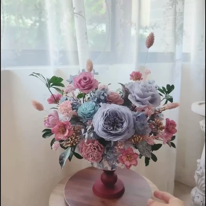 藍調時光 霧藍色 質感系 永生花 盆花 - 乾燥花/永生花 - 植物．花 藍色