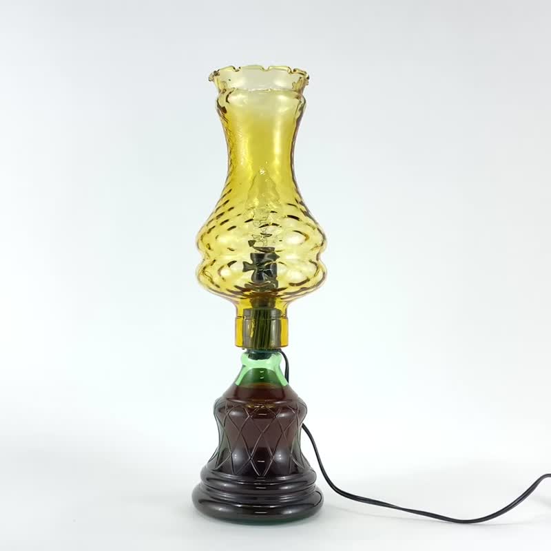 復古1970風格檯燈與彩色玻璃燈罩 - 燈具/燈飾 - 玻璃 咖啡色