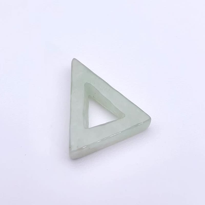 Ice Green Flower Jadeite Triangular Pendant | Natural Grade A Jadeite | Gift - สร้อยคอ - หยก สีเขียว