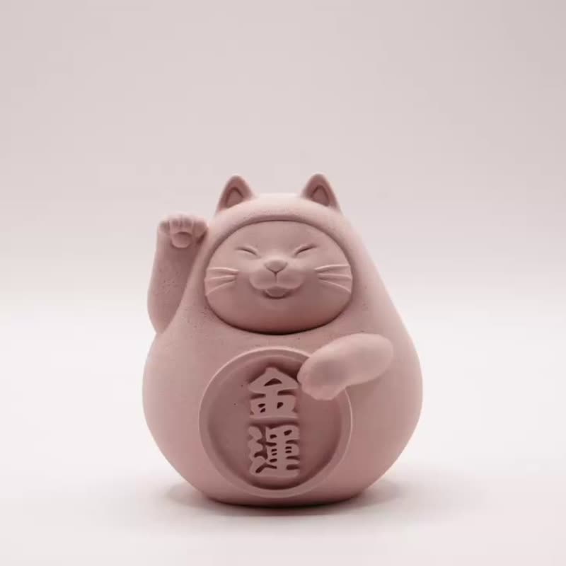 [Wealth is coming] Fat Lucky Cat (Large) Love Fans - Fragrances - Cement Pink