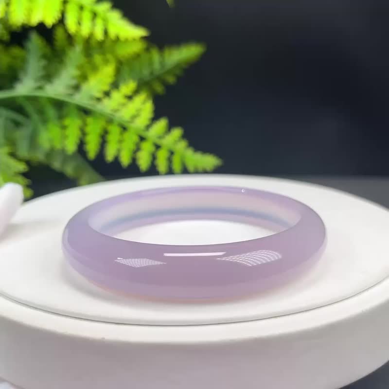 高檔 巴西淺紫瑪瑙手鐲 58+MM 冰潤起剛幹凈 凈化心靈 平衡能量 - 手鍊/手環 - 半寶石 紫色
