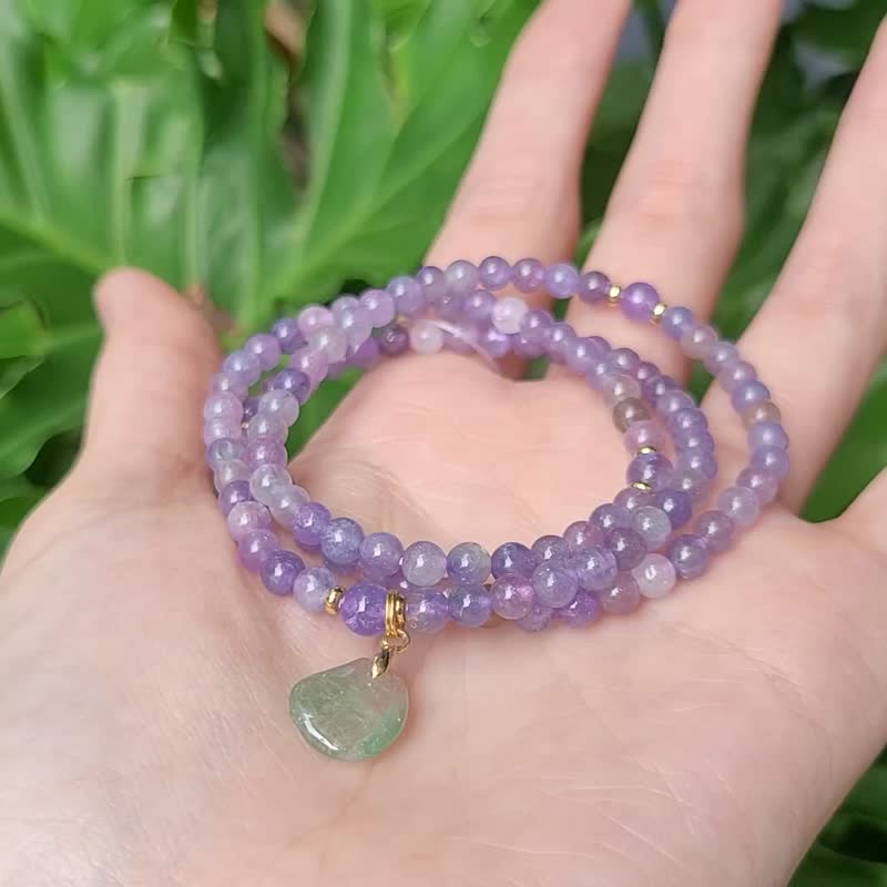 天然 冰種 彩色 丹泉石 坦桑 西瓜碧璽 108手串 念珠 4.5mm 單品 - 手鍊/手環 - 寶石 紫色