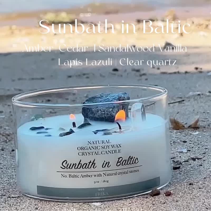 Sunbath in Baltic Natural Crystal Stone candle - Candles & Candle Holders - Wax 