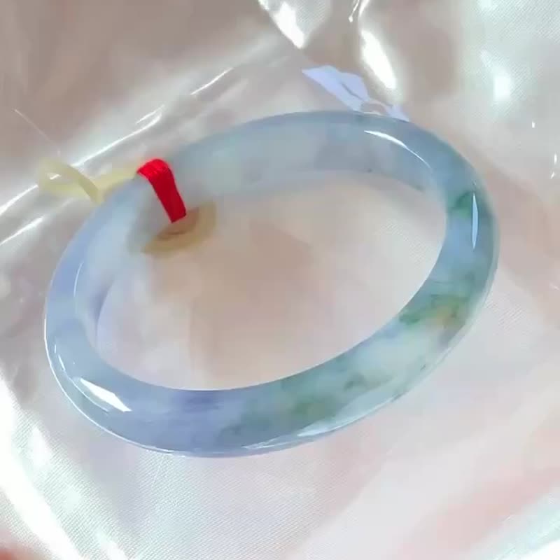 冰種翡翠天然翡翠玉鐲A玉手鐲 玉鈪 • 冰種紫羅蘭飄花翡翠福鐲 - 手鍊/手環 - 玉石 紫色