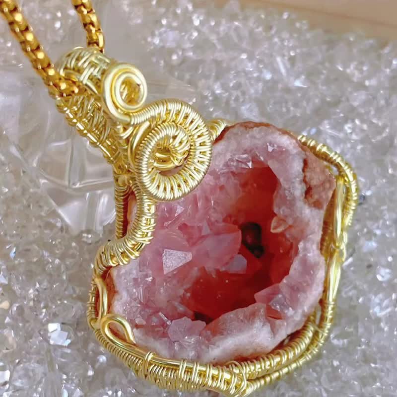 【收藏級水晶】粉水晶原石項鍊 / 天然粉晶晶洞 - 項鍊 - 水晶 粉紅色