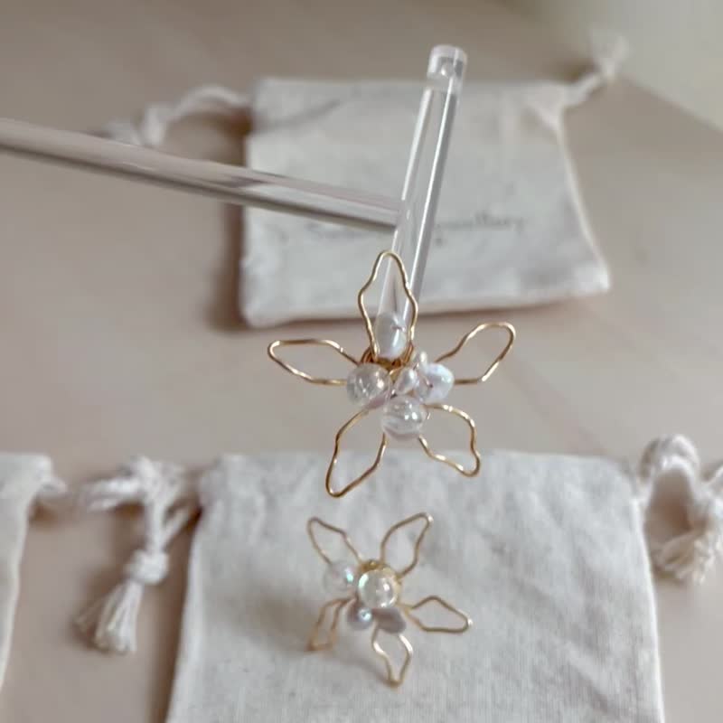 Boucles d oreilles clou Lily Blanc - Earrings & Clip-ons - Pearl Gold