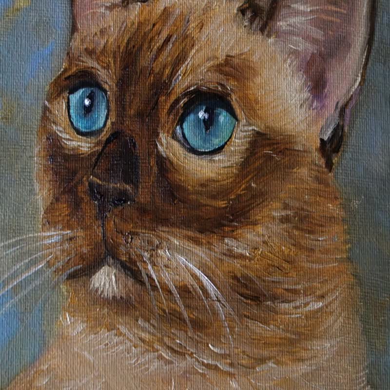 シャム猫絵画油絵動物ペットオリジナルアート動物アートワーク