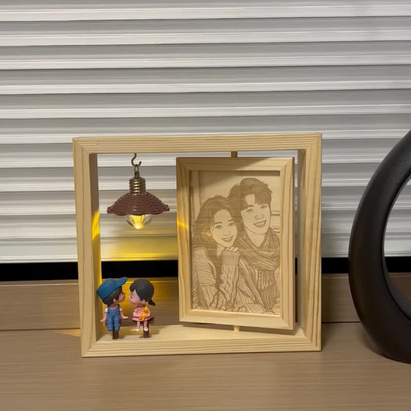 定做照片,客制照片木板畫,木刻畫,旋轉相框,個性禮物 - 似顏繪/客製畫 - 木頭 