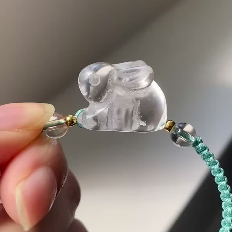 白水晶立體兔子中國結編織手鍊 - 手鍊/手環 - 水晶 透明