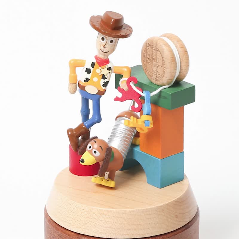 【Woody & Slinky Dog】Mini Rotation Plate Music Box | Wooderful life - Items for Display - Wood Multicolor