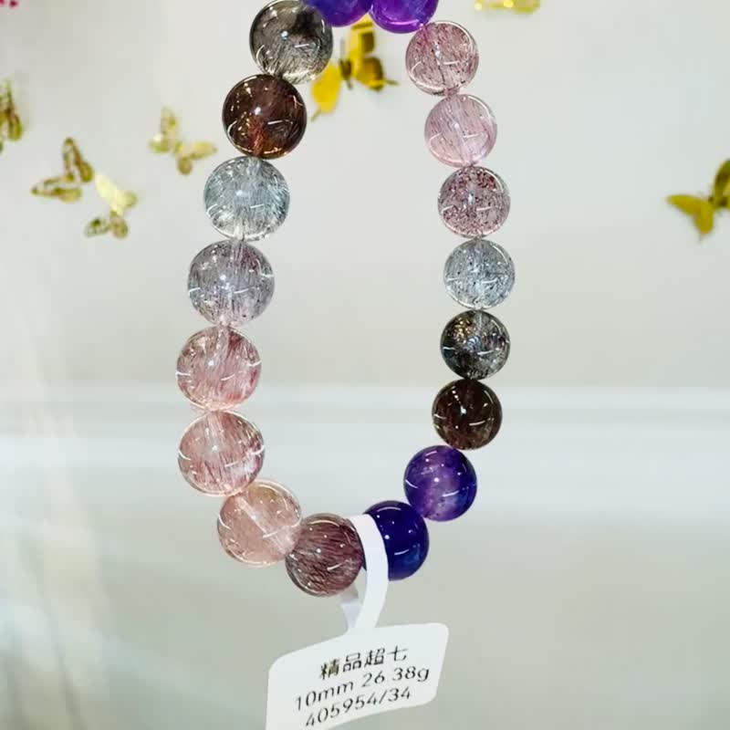 繁星閃閃滿礦爆閃超七水晶10m26.38g濃色透體三輪骨幹水晶 - 手鍊/手環 - 水晶 多色