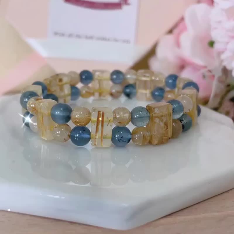 King's Gift Gold Taijing Devil Aquamarine Lucky Stable Mood Crystal Bracelet Design - Bracelets - Crystal Multicolor